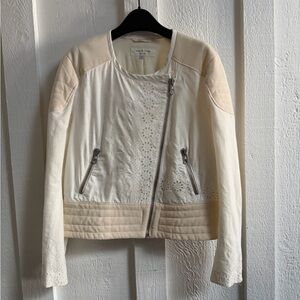 Rag & Bone Cream Eyelet Moto Jacket - size 8